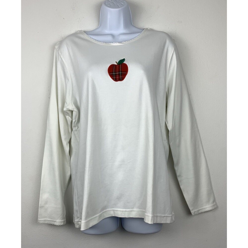 Vintage Robin Sinkler Women’s Size Large 100% Cotton Apple Long Sleeve Top
